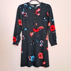 LOFT Olive Green Floral Shift Dress size 00P